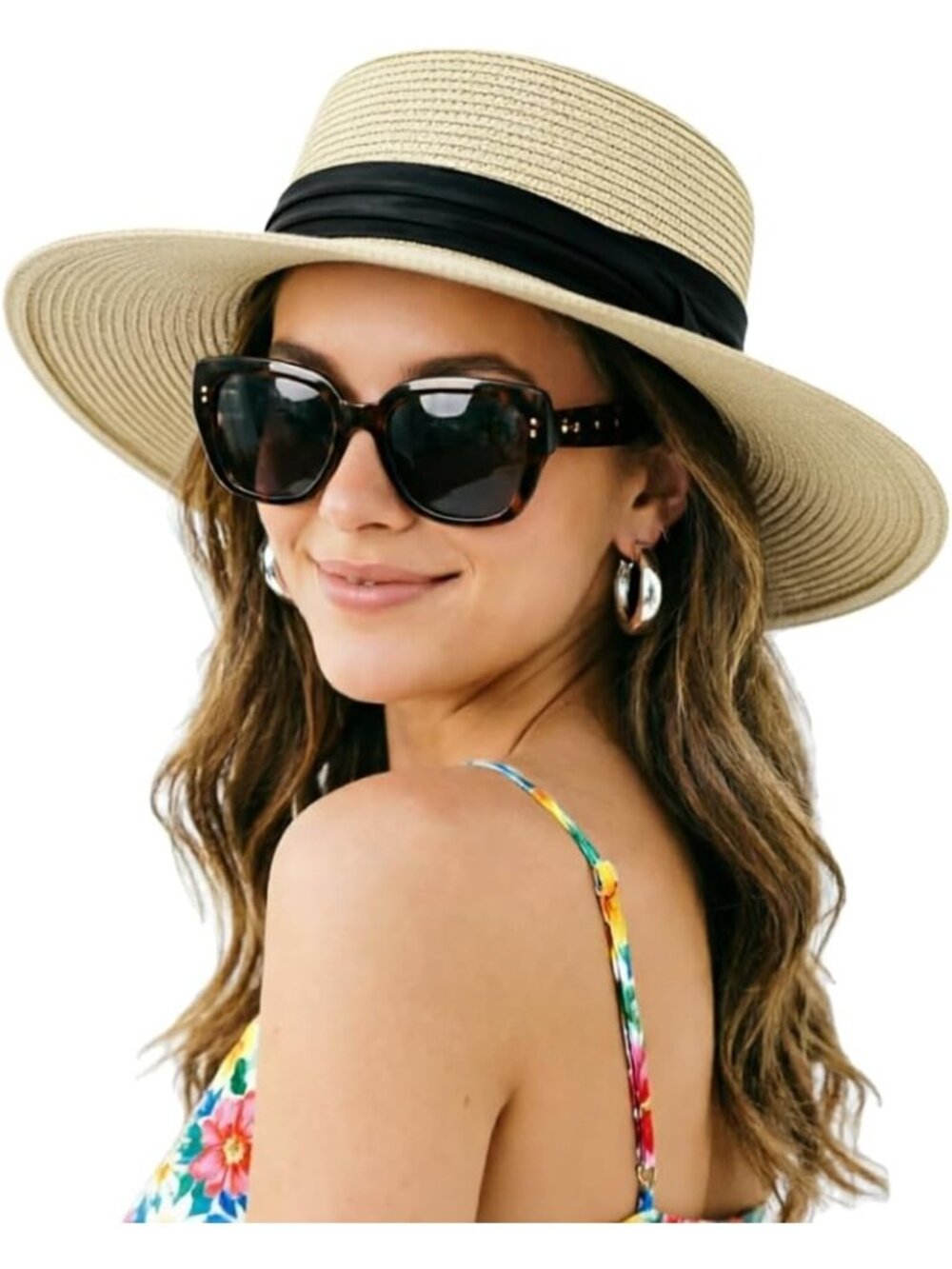 Women Mushroom Wide Brim Fedora Beach Straw Roll up Summer Beach Panama Sun Hat